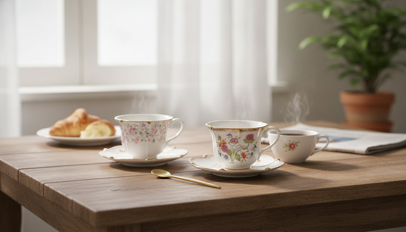 200ml Ceramic Mug & Saucer Set: Hotter Small Servings