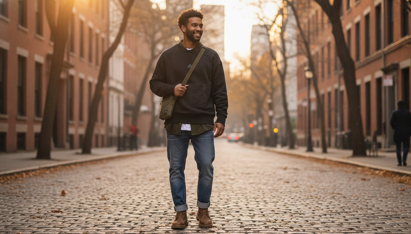 Adidas Men’s Black Sweatshirt: Fall/Winter Layering