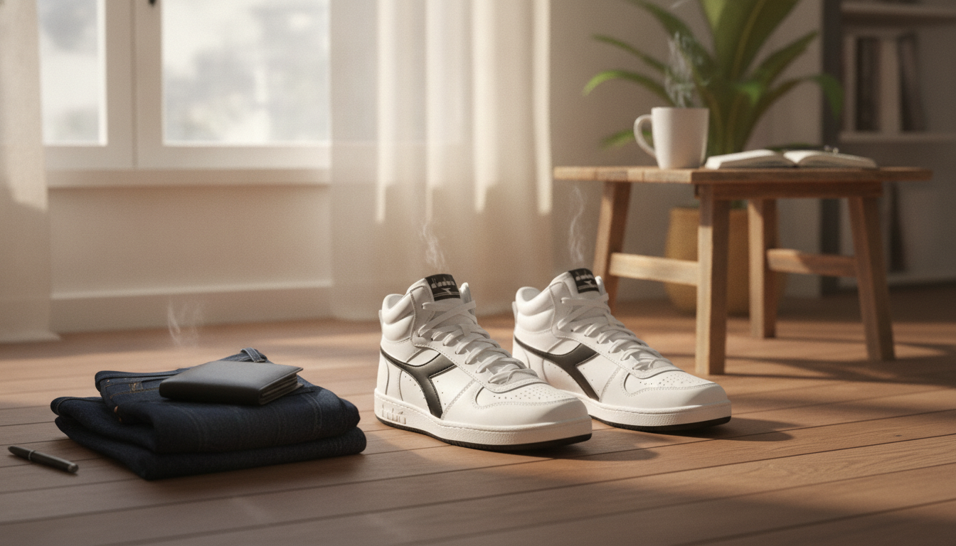 Diadora Men’s Black Leather Sneakers: Minimal Daily Pair