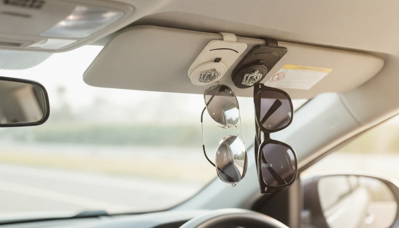 Diamond Crown Leather Visor Clip for Sunglasses