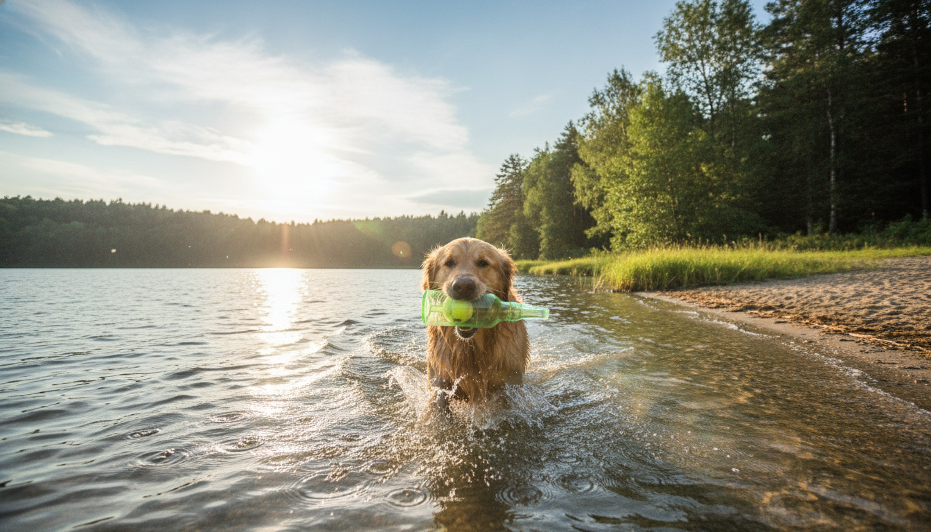 Floating Rubber Tennis Bottle Dog Toy for Water Fetch