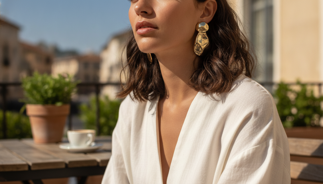 Smooth Gold Vintage Geometric Round Drop Earrings