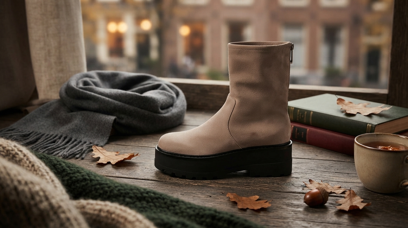 Beige & Black Calvin Klein Ankle Boots for Fall/Winter