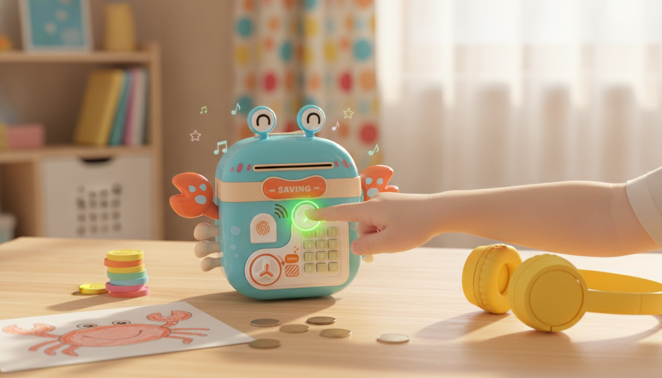 Crab Fingerprint Music Piggy Bank: Kids Save Securely