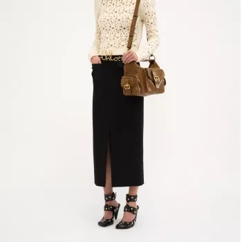 Chloé Virgin Wool Midi Skirt: Pocketed Polish