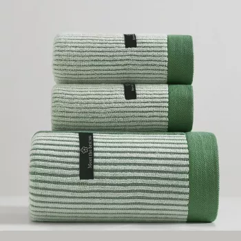 Soft Quick-Dry 3-Piece Cotton Striped Towel Set